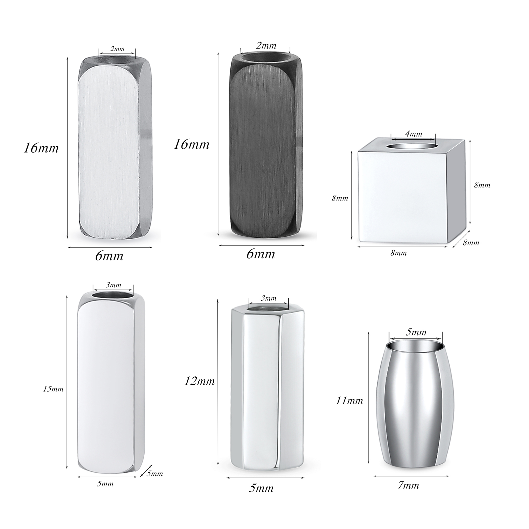 Men Accessories Collection - 6pcs/lot Custom Text Polished Stainless Steel