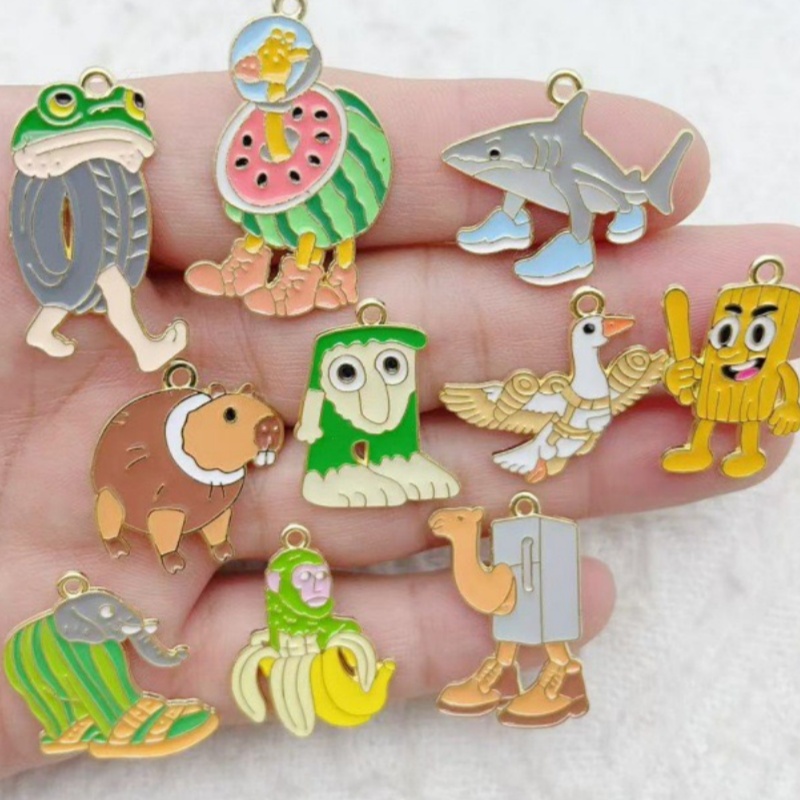 Men'S Accessories - 10pcs Creative Alloy Drip Oil Jewelry,