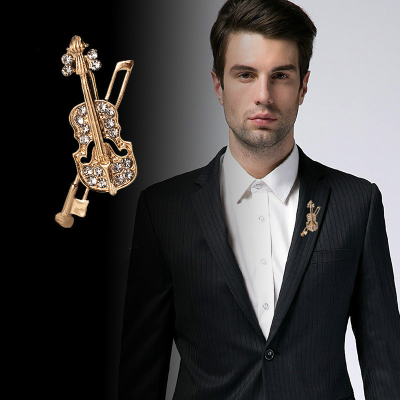 Crystal Violin Brooch Jewelry  - Men Accessories Brooch review and price