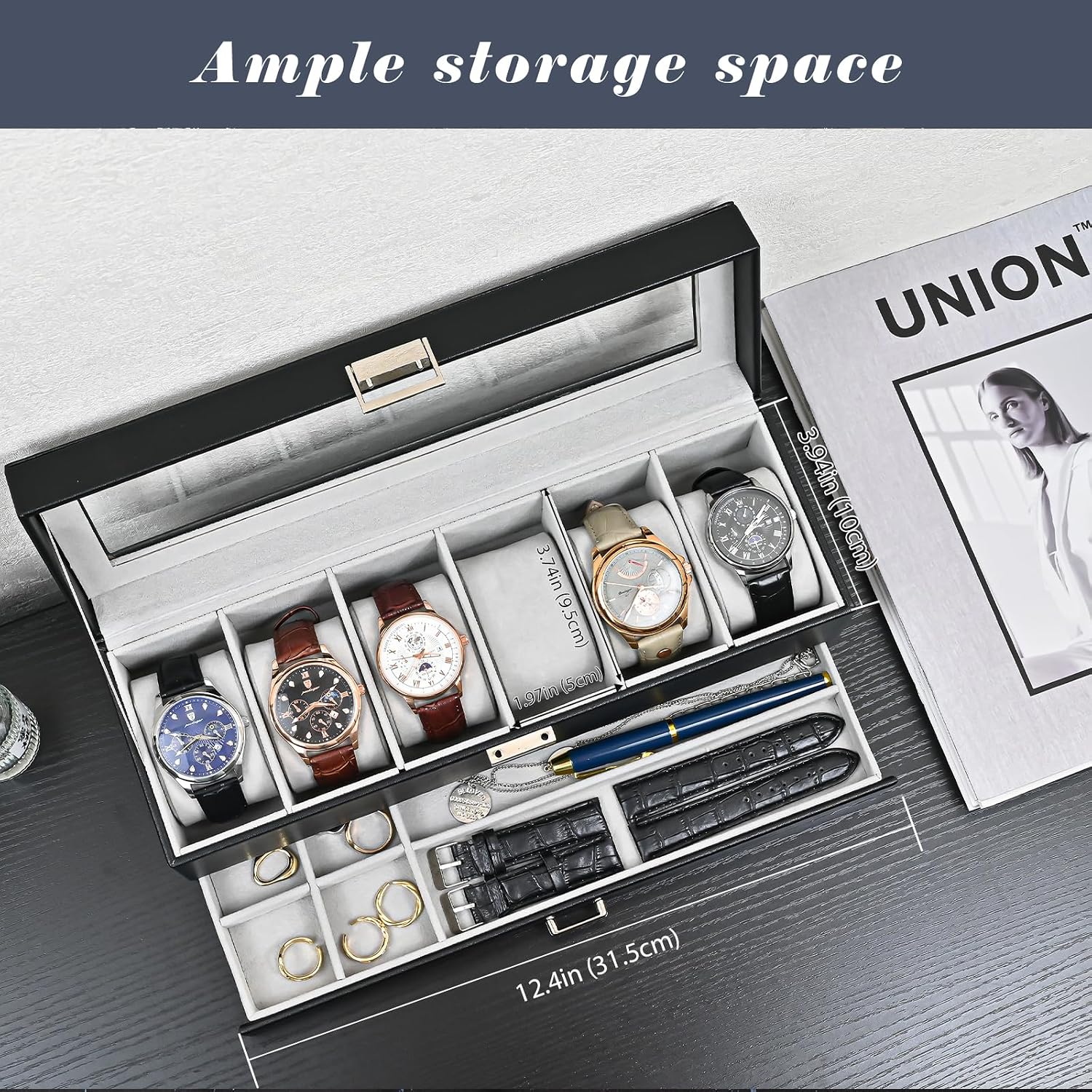 Watch Box 6 Slot with Drawer f - Men Accessories Drawer review and price