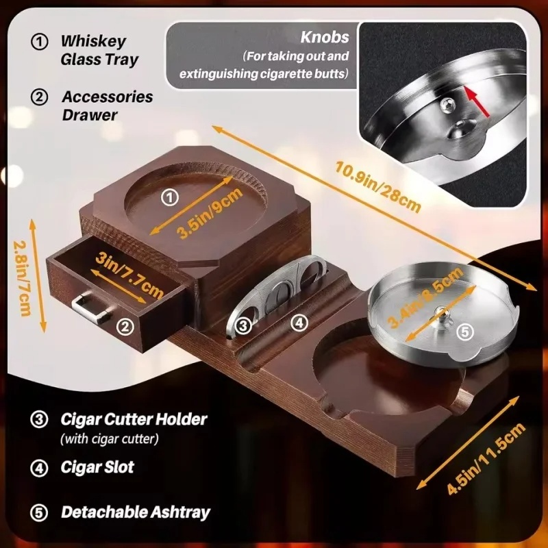Wooden Cigar Ashtray with Draw - Men Accessories Drawer review and price