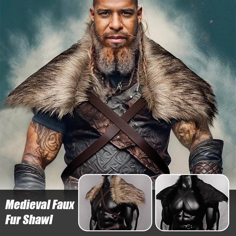 Man Medieval Faux Fur Cape Sho - Men'S Viking Accessories review and price