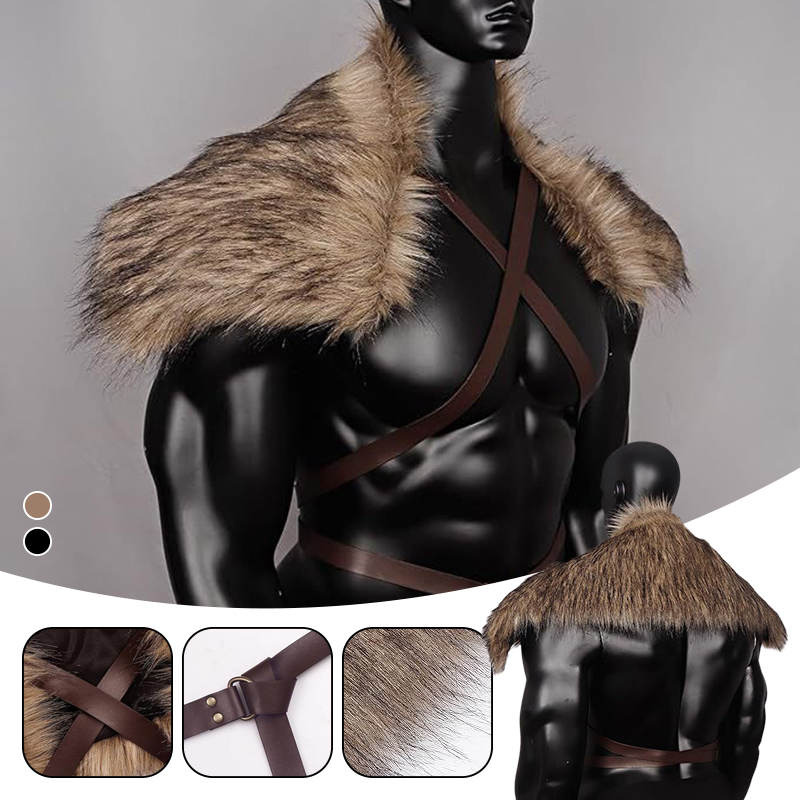 Man Medieval Faux Fur Cape Sho - Men'S Viking Accessories review and price
